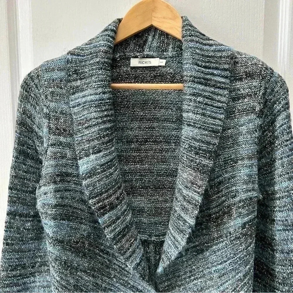 Ricki’s Cardigan Open Front Shawl Collar  Circle Sweater Blue Grey Size Small - Picture 6 of 16
